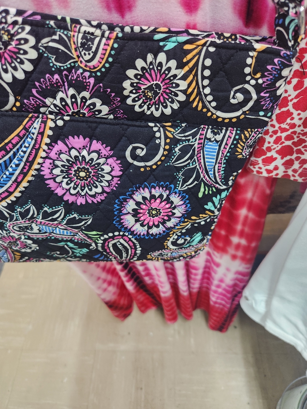 Quilted Floral Vera Bradley Paisley Crossbody Bag in Black